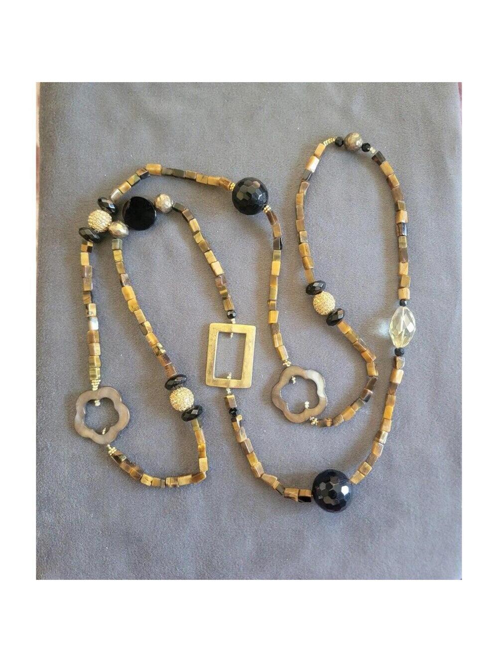 Tigers Eye Long Necklace / 46" long